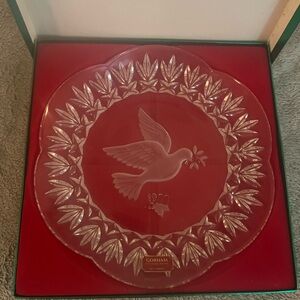 Gorham Clear Glass Holiday Plate with Dove Design